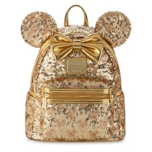 Loungefly Disney Parks Gold Sequin Ears Anniversary Mini Backpack
